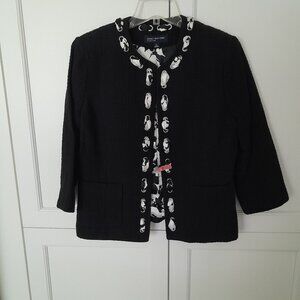 Beautiful Jones NY Chic Black Blazer w/ Floral Silky Accents